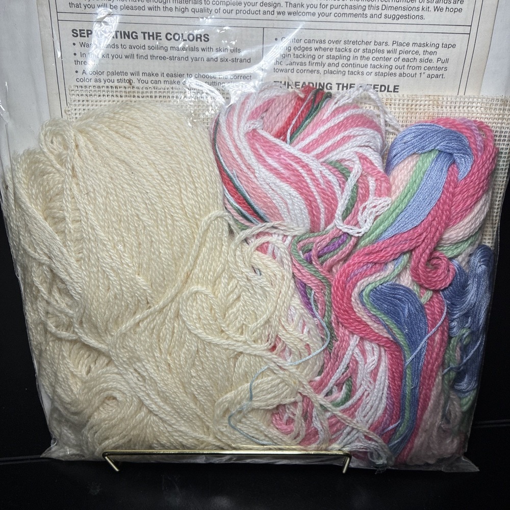 Vtg Dimensions Needlepoint Pillow Kit Rose Garden Pink Cottagecore 80s Romantic - Picture 7 of 7